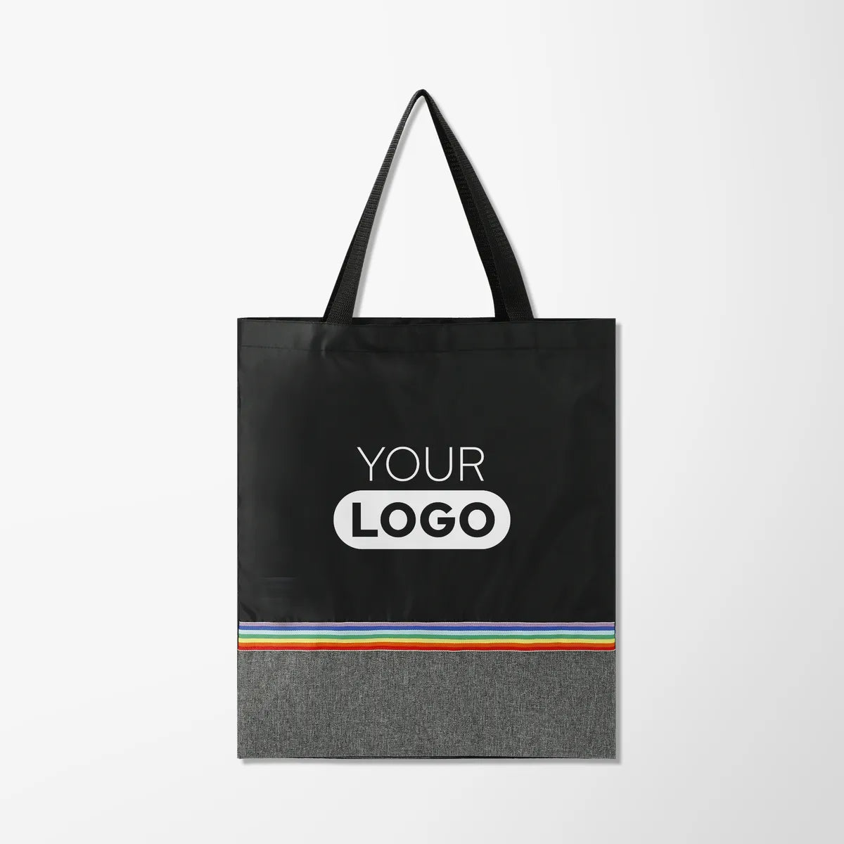 Bea Recycled Two-Tone Tote Bag with Rainbow Stripe