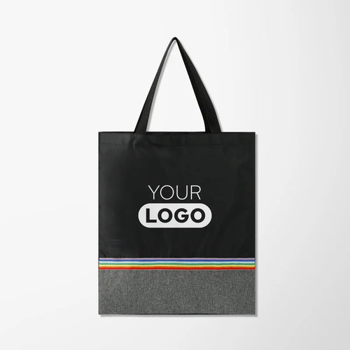 Bea Recycled Two-Tone Tote Bag with Rainbow Stripe