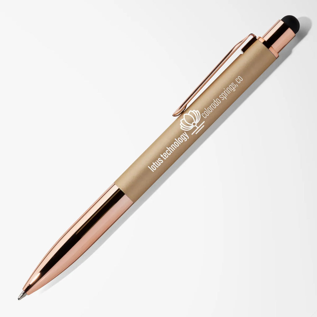 Engraved Mineral Aria Pen with Rose Gold Trim