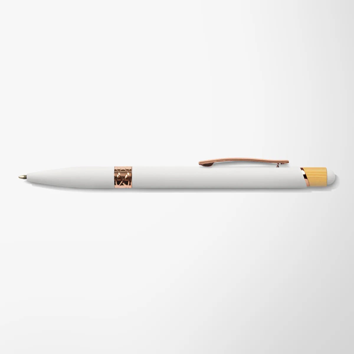 Full Color Recycled Soft Touch Portia Pen with Rose Gold Trim