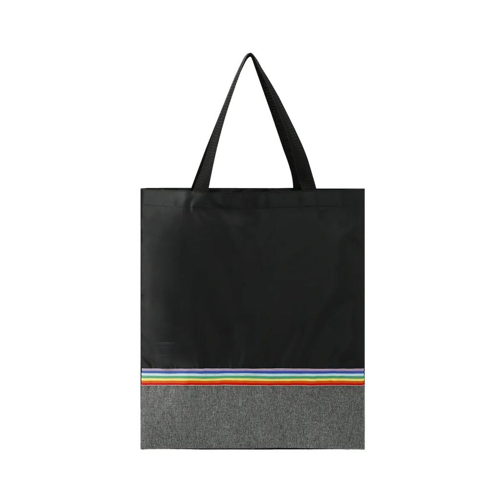 Bea Recycled Two-Tone Tote Bag with Rainbow Stripe