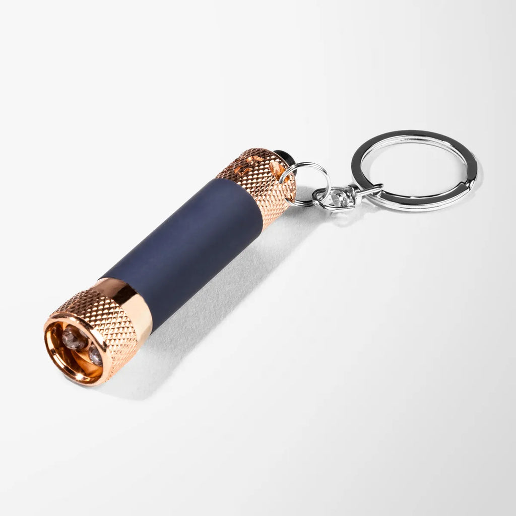 Soft Touch 3 LED Flashlight Keychain with Rose Gold Trim