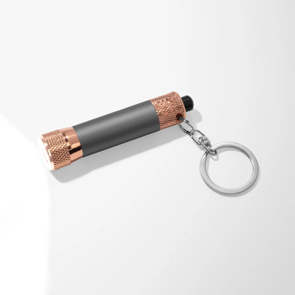 Mineral Soft Touch 3 LED Flashlight Keychain with Rose Gold Trim