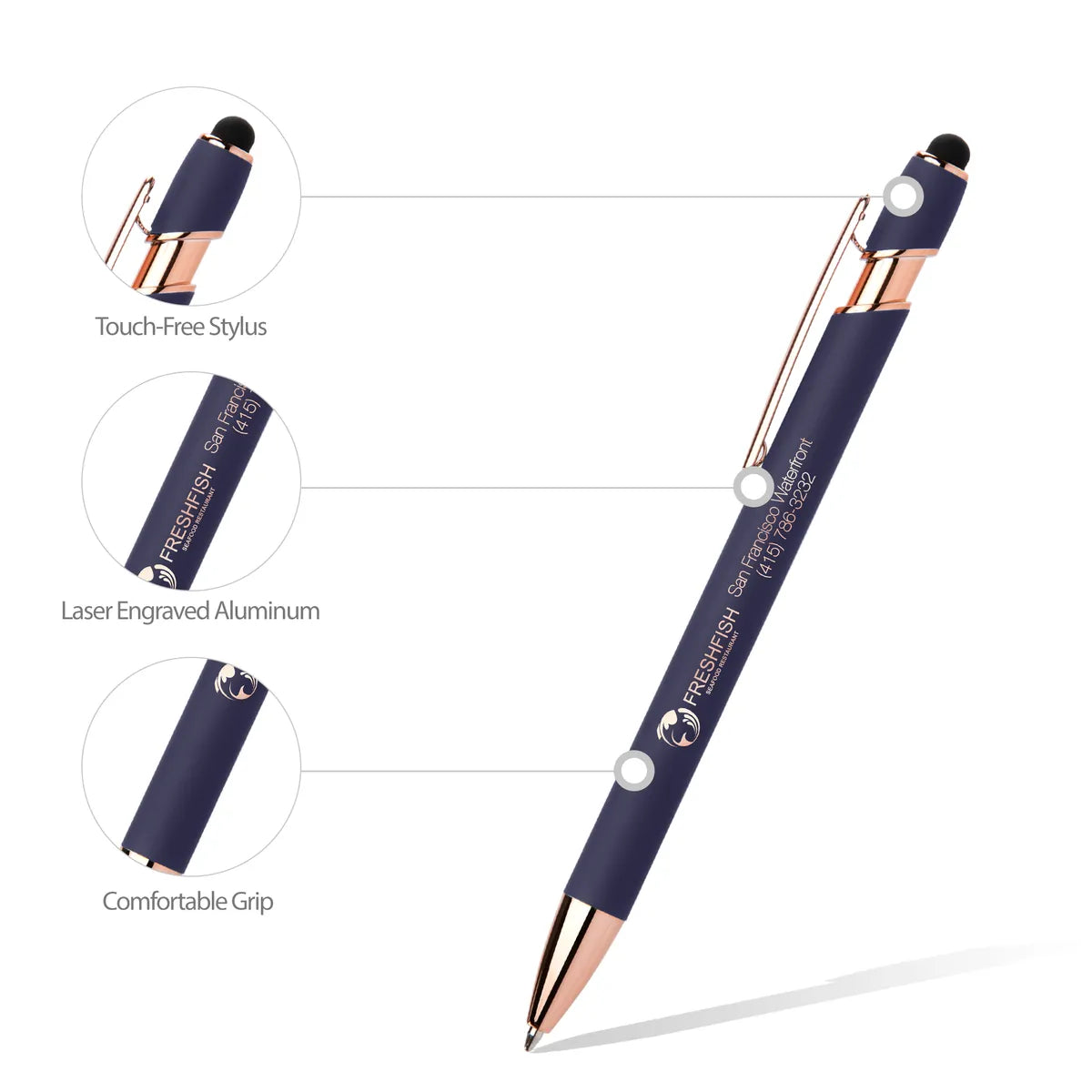 Alpha Stylus Pen with Rose Gold Mirrored Imprint
