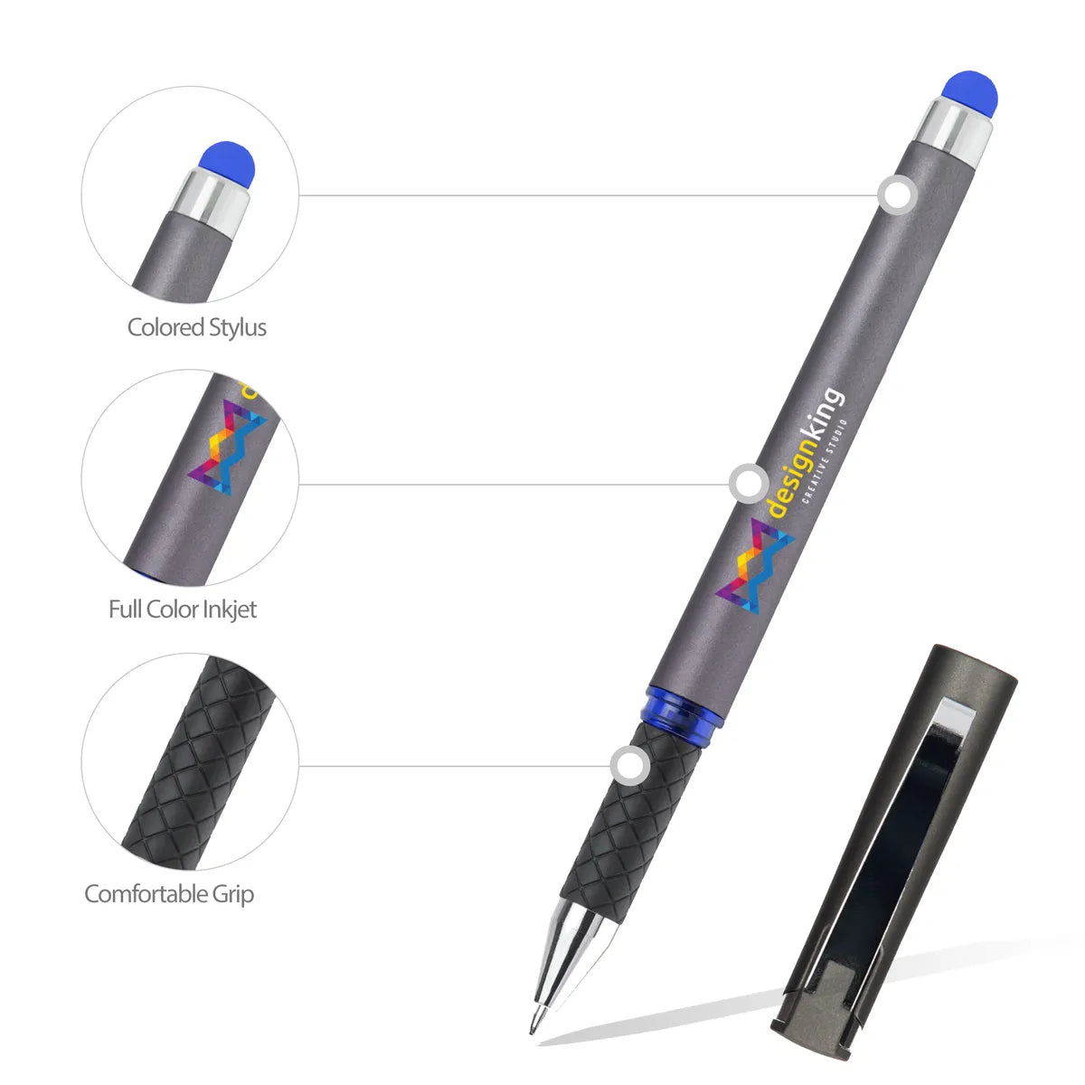 Full Color Soft Touch Accent Gel Stylus Pen