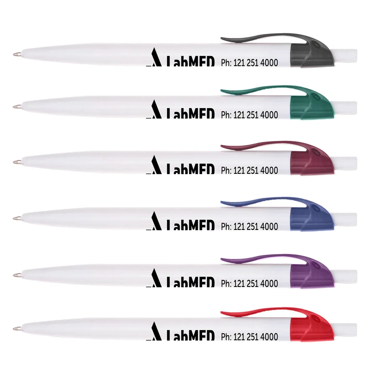 White Reggie Pen with Colored Trim and Wavy Clip