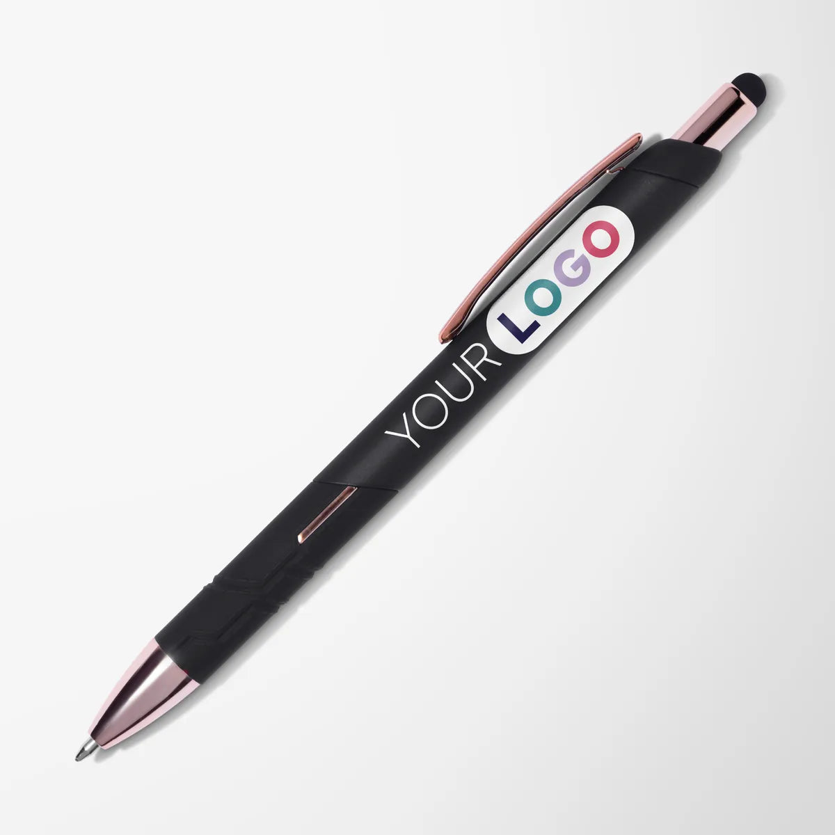 Full Color Soft Touch York Pen with Rose Gold Trim