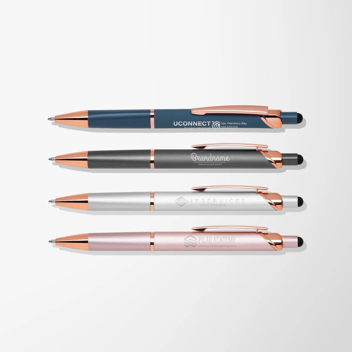 Engraved Mineral Triangle Viera Pen with Rose Gold Trim