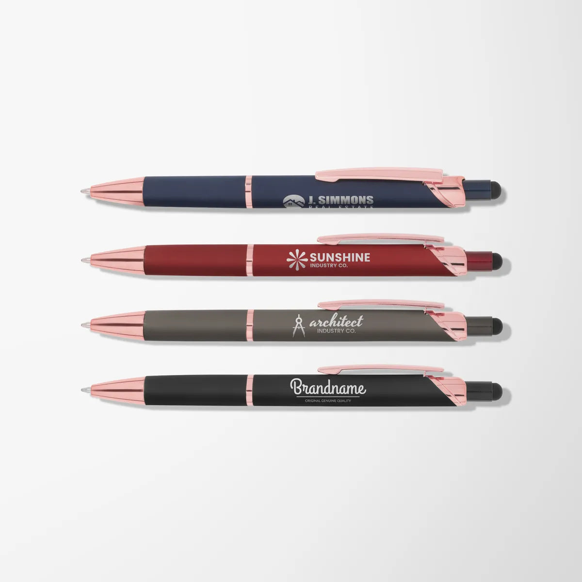 Engraved Metal Triangle Viera Pen with Rose Gold Trim
