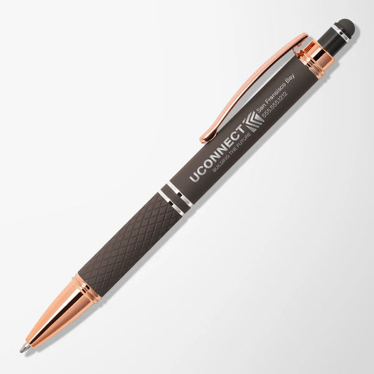 Soft Touch Diamond Stylus Pen with Rose Gold Trim