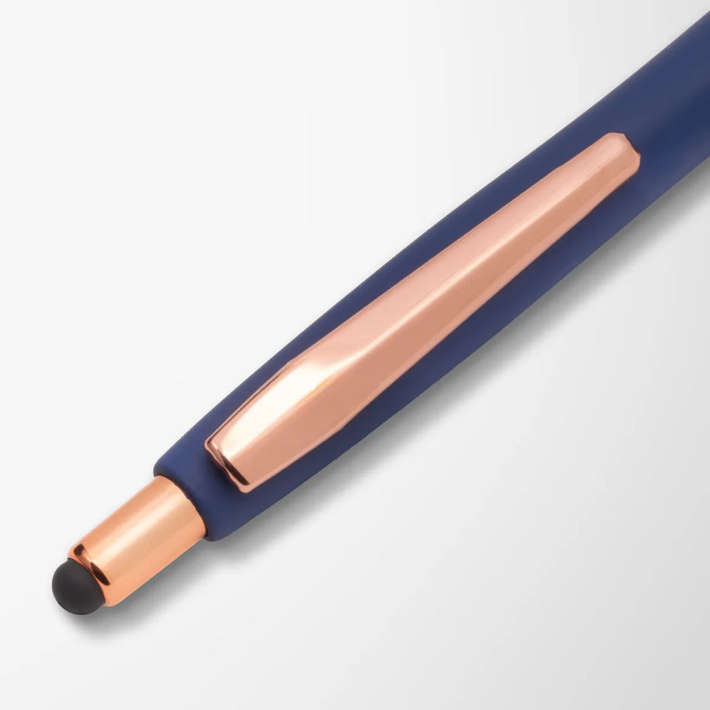 Full Color Soft Touch Basilia Stylus Pen with Rose Gold Trim
