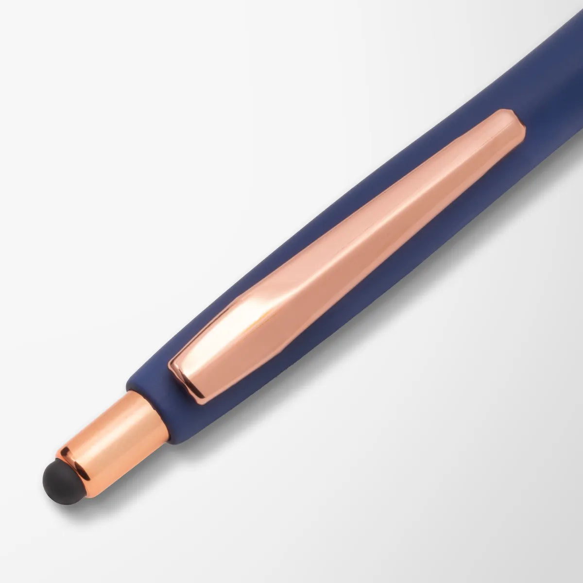 Full Color Soft Touch Basilia Stylus Pen with Rose Gold Trim