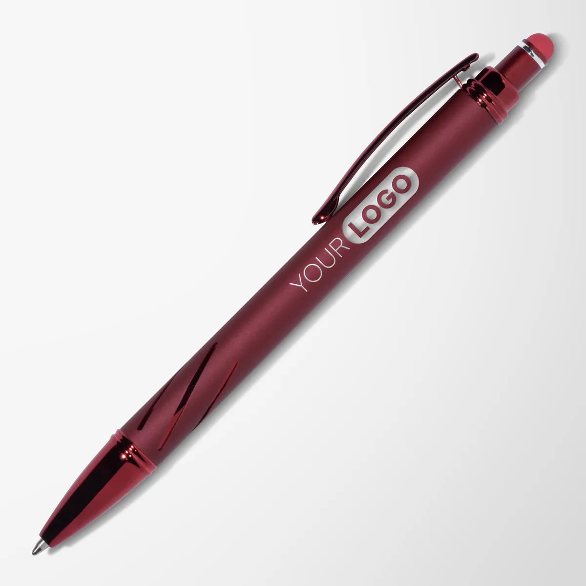 Engraved Monochrome Diamond Stylus Pen with Shiny Grip