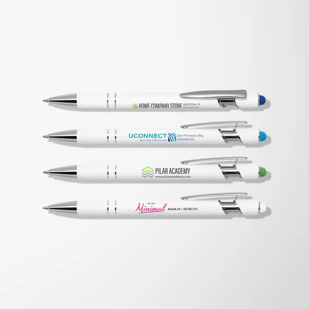 Full Color White Alpha Soft Touch Stylus Pen