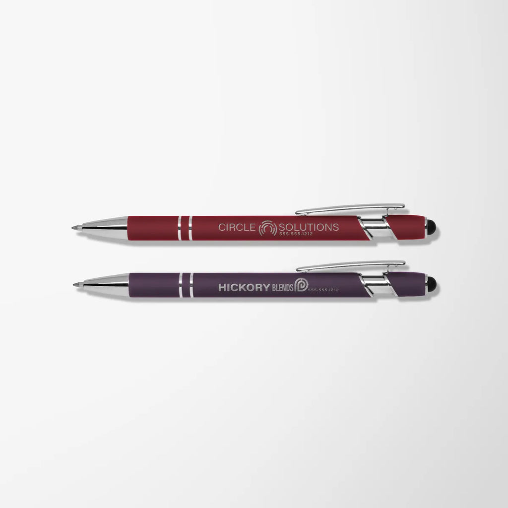 Engraved Alpha Soft Touch Gel Stylus Pen