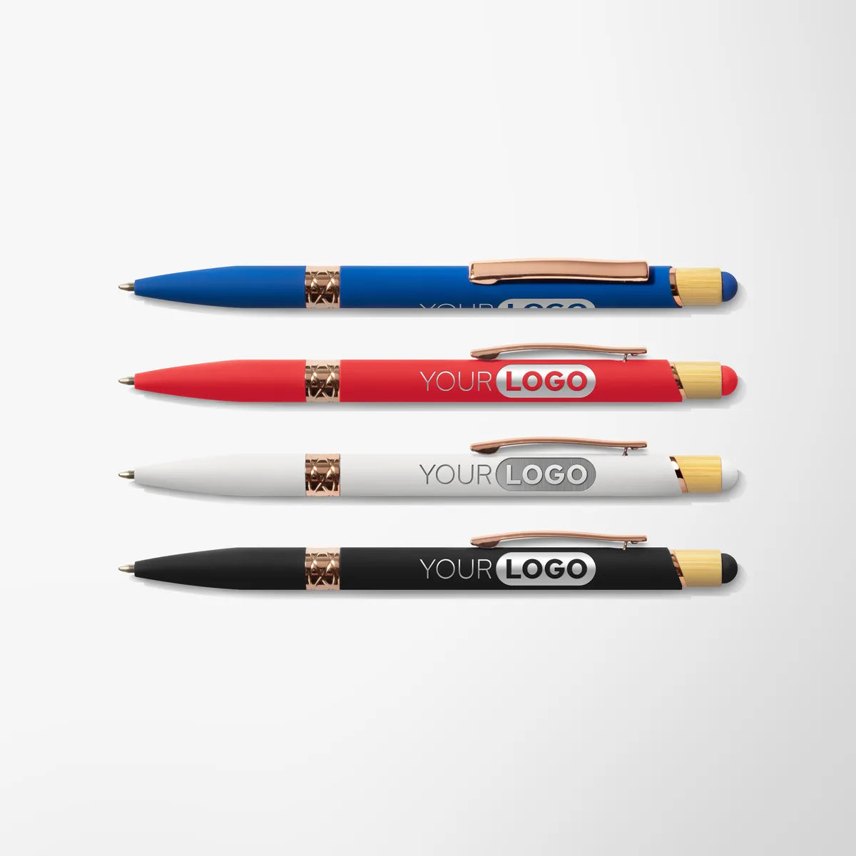 Engraved Recycled Soft Touch Portia Pen with Rose Gold Trim