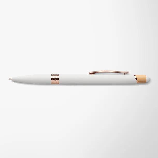 Full Color Recycled Soft Touch Portia Pen with Rose Gold Trim