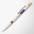 Full Color Recycled Soft Touch Portia Pen with Rose Gold Trim