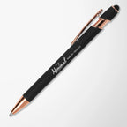 Engraved Recycled Aluminum Alpha Pen with Rose Gold Trim
