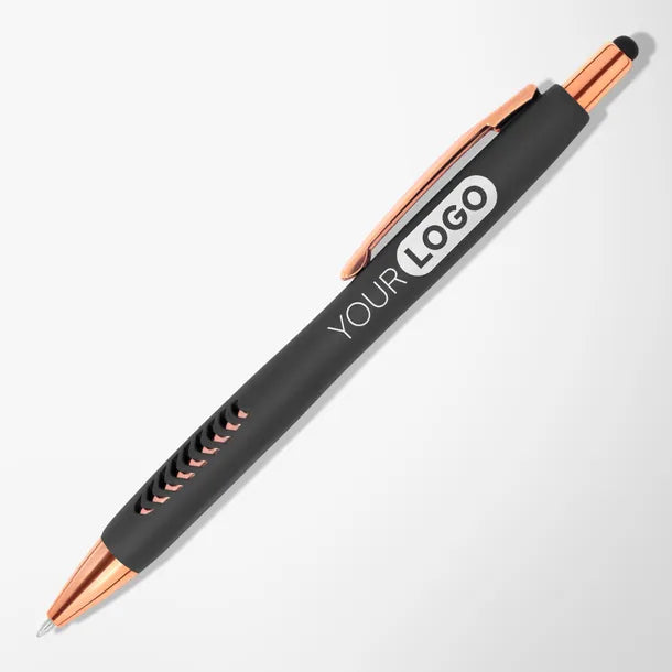 Soft Touch Basilia Stylus Pen with Rose Gold Trim