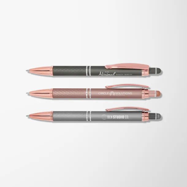 Mineral Soft Touch Diamond Stylus Pen with Rose Gold Trim