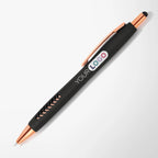 Full Color Soft Touch Basilia Stylus Pen with Rose Gold Trim