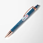 Full Color Deco Recycled Diamond Stylus Pen with Rose Gold Trim