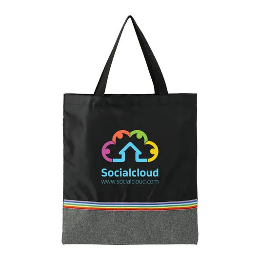 Full Color Bea Recycled Tote Bag with Rainbow Stripe