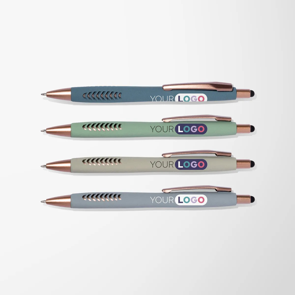 Full Color Textured Soft Touch Basilia Pen with Bronze Trim