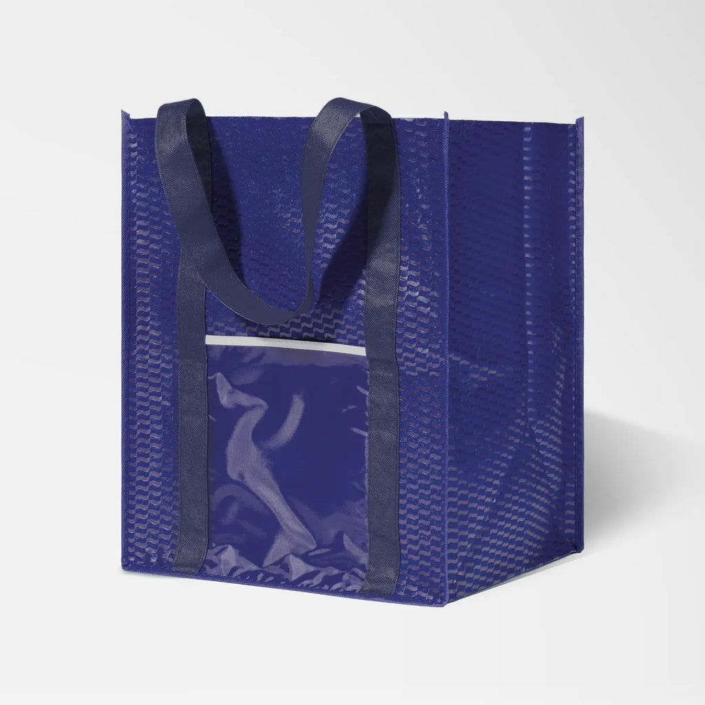 Large Shopping Tote with Wave Pattern & Metallic Imprint