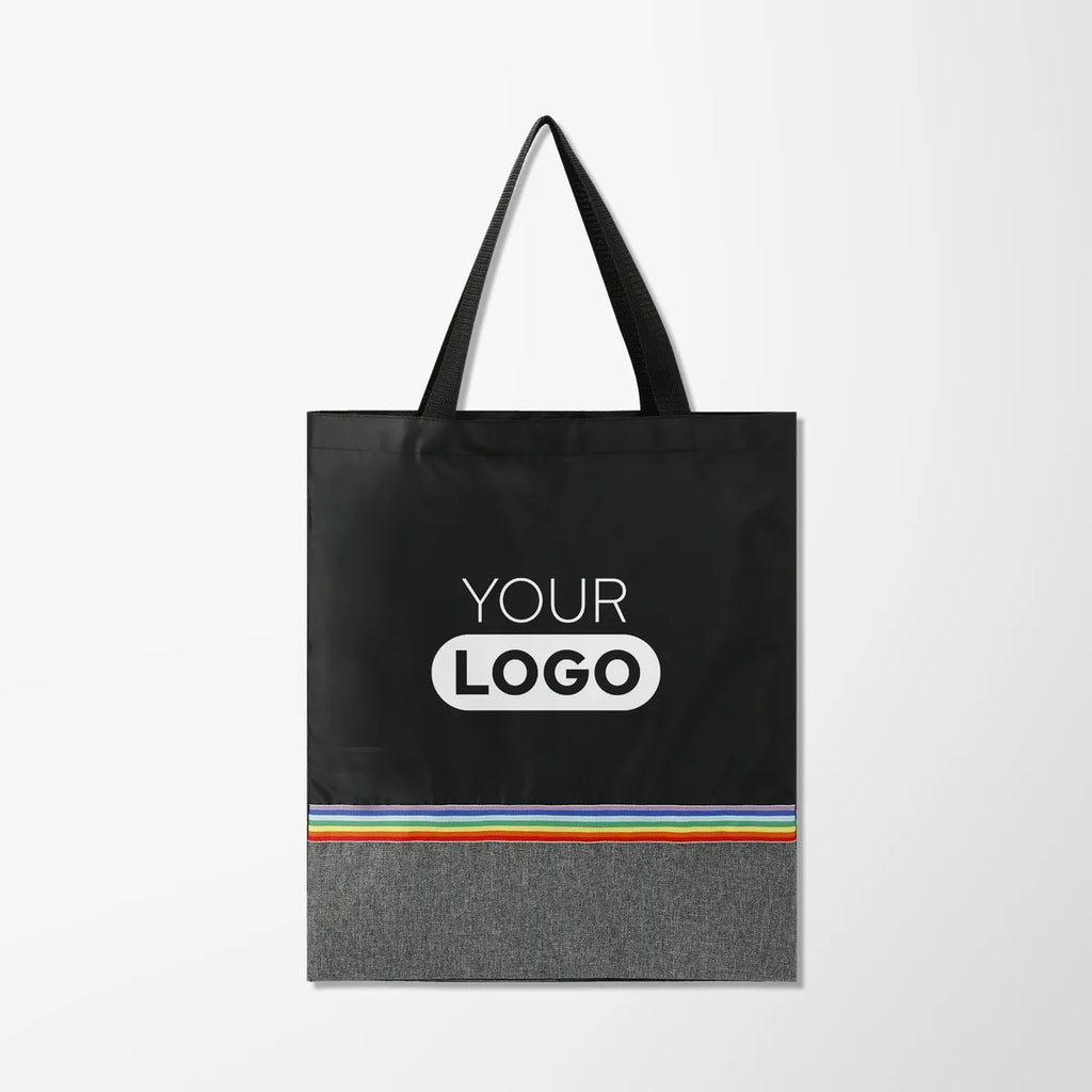 Bea Recycled Two-Tone Tote Bag with Rainbow Stripe