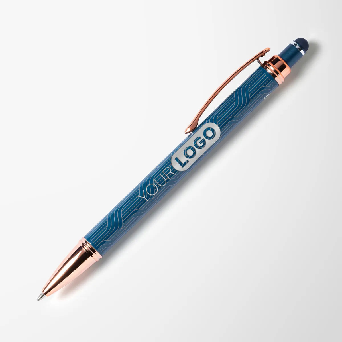 Engraved Deco Recycled Diamond Stylus Pen with Rose Gold Trim