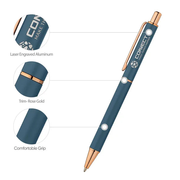 Engraved Mineral Capri Pen with Rose Gold Trim