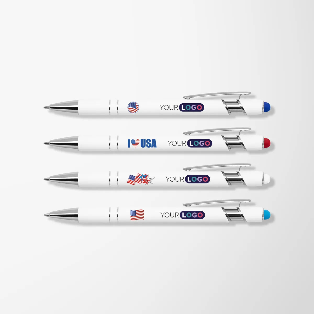 Full Color White Alpha Soft Touch Stylus Pen
