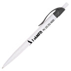 White Reggie Pen with Colored Trim and Wavy Clip