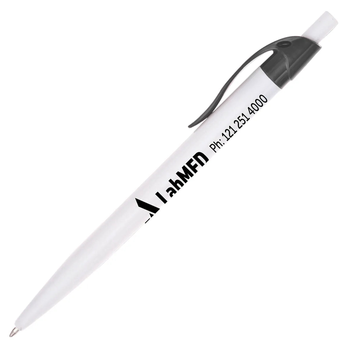 White Reggie Pen with Colored Trim and Wavy Clip