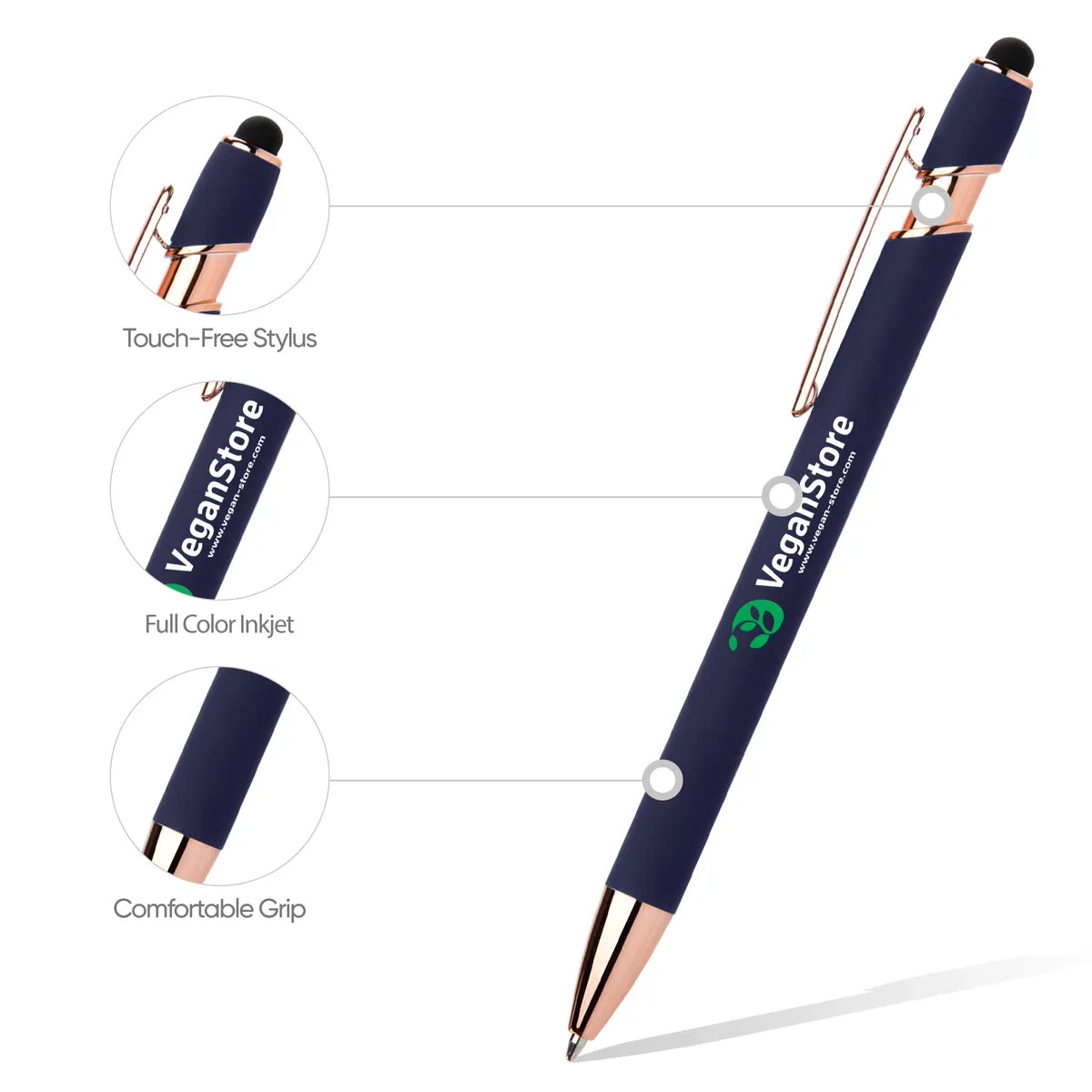 Full Color Alpha Stylus Pen with Rose Gold Trim
