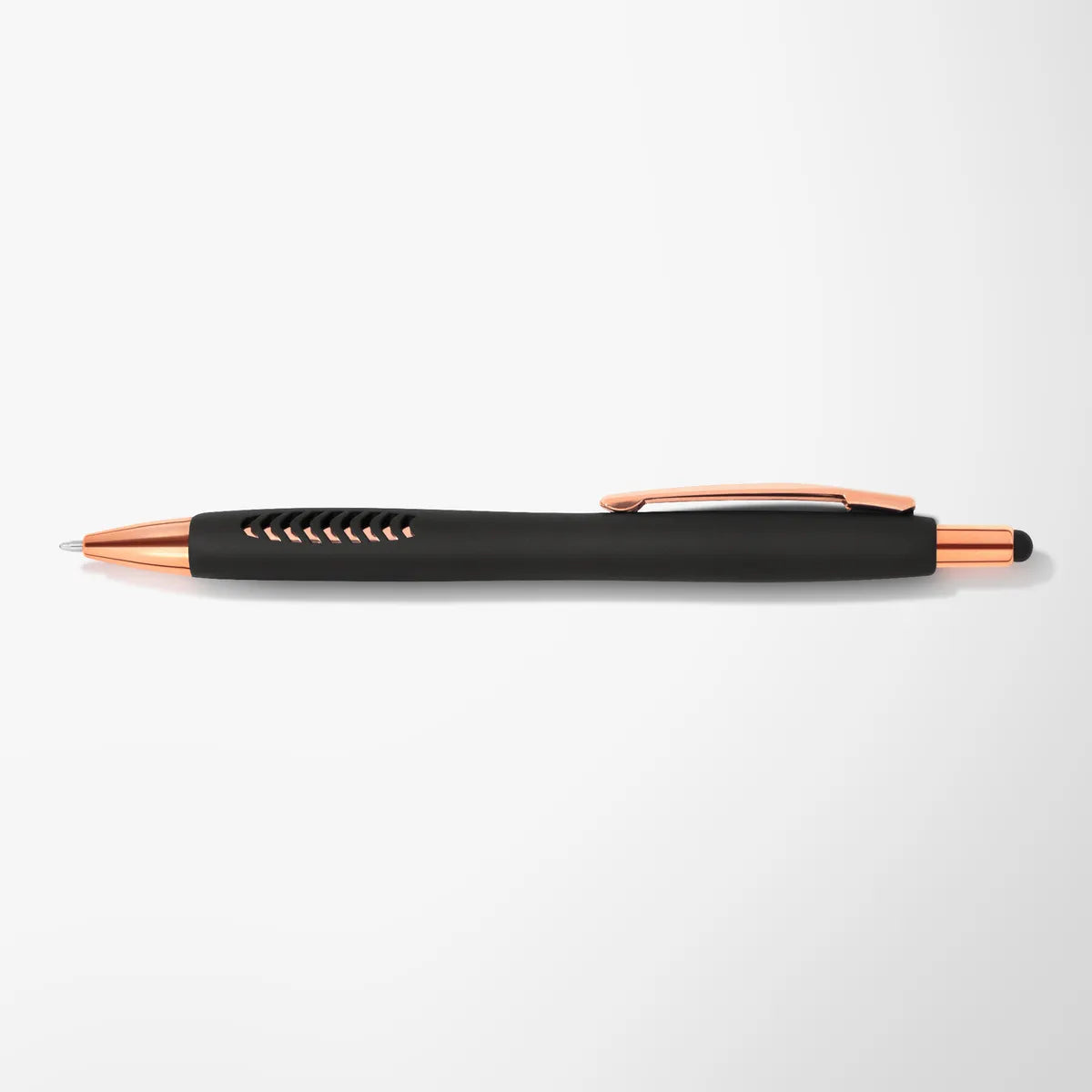 Full Color Soft Touch Basilia Stylus Pen with Rose Gold Trim