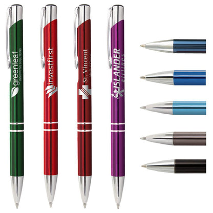 colourful pens with engraved  logos